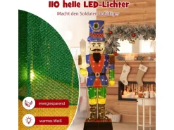 Costway Weihnachten Nussknacker Figur Groß mit Schwert 2er Set 184 cm