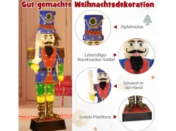 Costway Weihnachten Nussknacker Figur Groß mit Schwert 2er Set 184 cm