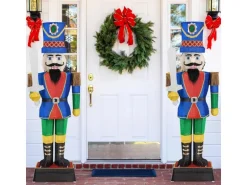 Costway Weihnachten Nussknacker Figur Groß mit Schwert 2er Set 184 cm