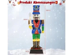 Costway Weihnachten Nussknacker Figur mit Schwert Groß 184 cm