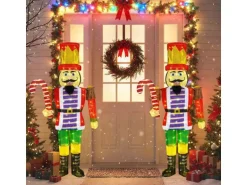 Costway Weihnachten Nussknacker Figur mit 110 Leds 170cm Weihnachtsdeko