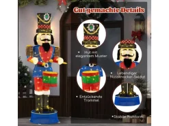 Costway Weihnachten Nussknacker Figur Groß Weihnachtsdeko XXL 185 cm