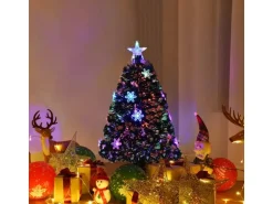 Costway Weihnachtsbaum & Glasfaser-Farbwechsler und Sternspitze 120cm