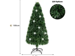 Costway Weihnachtsbaum & Glasfaser-Farbwechsler und Sternspitze 180cm