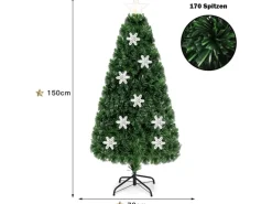 Costway Weihnachtsbaum & Glasfaser-Farbwechsler und Sternspitze 150cm