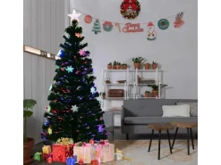 Costway Weihnachtsbaum & Glasfaser-Farbwechsler und Sternspitze 150cm