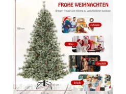 Costway Weihnachtsbaum mit Beleuchtung Scharnierstruktur & 360°180cm