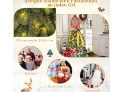 Costway Weihnachtsbaum mit Roten Beeren & Abnehmbarem Schal 150cm