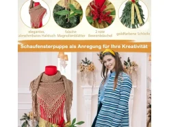 Costway Weihnachtsbaum mit Roten Beeren & Abnehmbarem Schal 150cm