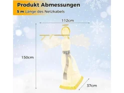 Costway Weihnachtsengel Beleuchtet Groß Weihnachtsdeko 150 cm