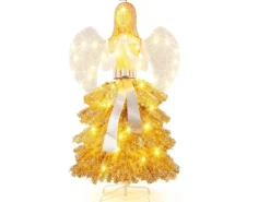 Costway Weihnachtsengel Beleuchtet Weihnachtsfigur 157 cm Hohe