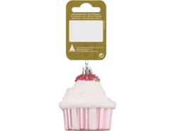 Cupcake zum Hängen aus Kunststoff 7 cm Rosa/Weiß
