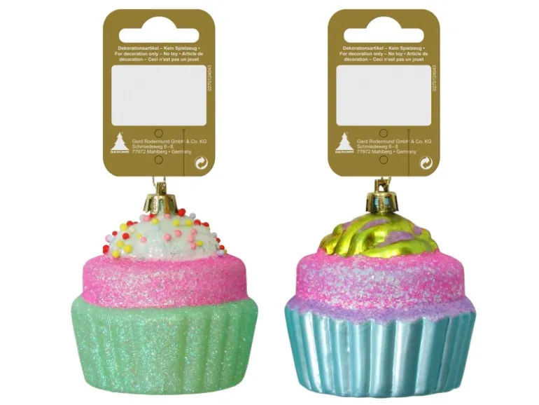 Cupcake zum Hängen Kunststoff 7,5 cm Bunt 2-fach sortiert