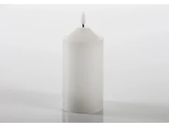 3D LED Kerzenstumpen Echtwachs Vela groß 7,5 x 17,5 cm Weiß