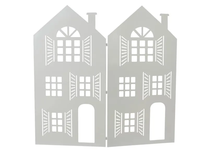 Decoris Weihnachtsdeko Haus Eisen 166,5 cm x 160 cm Weiß