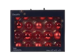Decoris Weihnachtskugel-Set Glas Rot 21-teilig