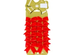Deko Velourschleifen Rot mit goldener Verzierung 12er Pack