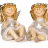 Deko-Engel sitzend mit Flügeln Creme Grau 2 Stk. sortiert