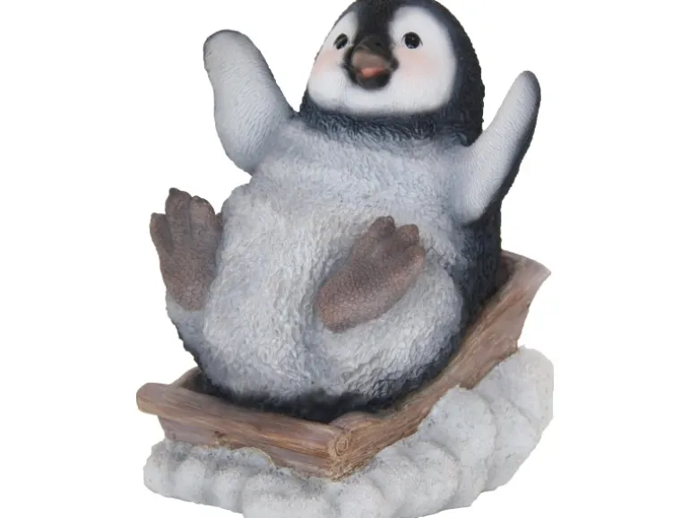 Deko-Figur Lustiger Pinguin auf Schlitten 14 cm