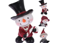 Dekofigur Schneemann Polystone 3fach-sortiert