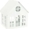 Deko-Haus für Teelicht 10 cm x 9,5 cm x 8,2 cm Weiß