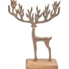 Deko-Hirsch aus Aluminium/Mangoholz 21 cm Kupfer-Natu