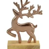 Deko-Hirsch aus Aluminium/Mangoholz 16 cm Kupfer-Natur