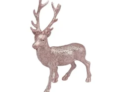 Deko-Hirsch aus Kunststoff 30 cm Rose-Glitter