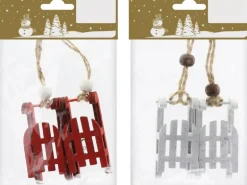 Deko-Holzschlitten 6 cm Farbenauswahl 2 Stück