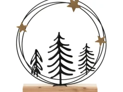 Deko-Kranz Eisen mit Holzfuß ca. 26 cm x 24 cm x 5 cm 2-fach sortiert