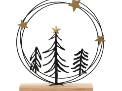 Deko-Kranz Eisen mit Holzfuß ca. 26 cm x 24 cm x 5 cm 2-fach sortiert