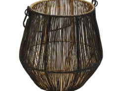 Deko-Laterne Draht aus Metall Ø 16 cm Schwarz-Gold