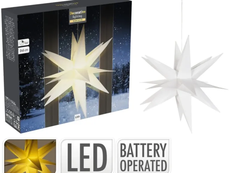 Deko-Leucht-Stern Weiß mit LED - Ø 46 cm