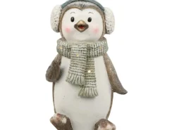 Deko-Pinguin mit LED 2-fach Sortiert 22 cm x 18 cm x 35,5 cm Grau-Weiß