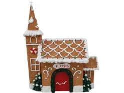 Dekorative Weihnachtsfigur  Pfefferkuchen-Kirche Braun-Bunt