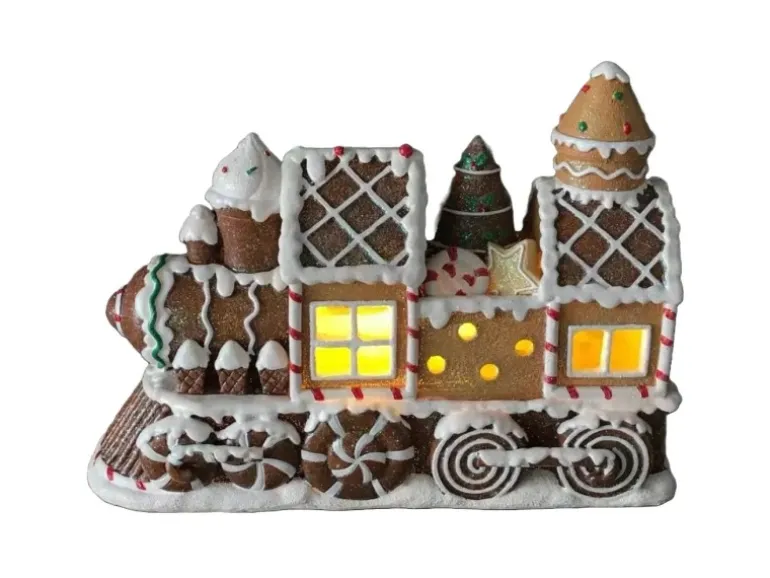 Dekorative Weihnachtsfigur-Lebkuchenzug Braun-Bunt