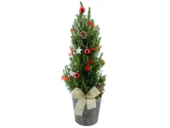 Dekorierte Zuckerhut-Fichte im Holzgefäß Topf Ø ca. 19 cm Picea glauca