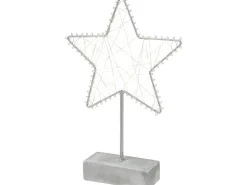Deko-Stern Metall Silber Matt mit LED-Beleuchtung Warmweiß 20 cm x 5 cm x 30 cm