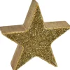 Deko-Stern mit Glitter aus Mangoholz 15 cm Gold-Natur
