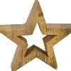 Deko-Stern Offen aus Mangoholz 18 cm Natur-Emaille