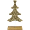 Deko-Tanne aus Mangoholz 31 cm Gold-Natur
