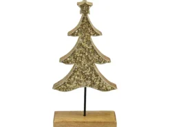 Deko-Tanne aus Mangoholz 31 cm Gold-Natur