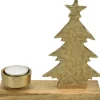 Deko-Tanne mit Teelichthalter aus Aluminium/Mangoholz 17 cm Gold-Natur