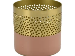 Deko-Teelichthalter Metall 7,5 cm Gold-Rose