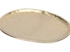 Dekoteller aus Metall oval 16 cm Gold