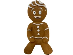 Deko-Weihnachtsfigur Lebkuchenmann Sitzend Klein 24 cm Braun-Weiß