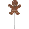 Deko-Weihnachtsfigur Pfefferkuchenmann mit Fliege Stecker 20,5 cm Braun-Weiß