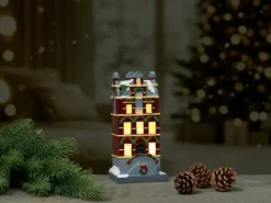 Deko-Weihnachtshaus mit LED-Beleuchtung 4-fach sortiert