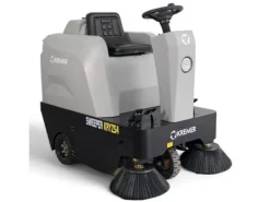 DeTec. KRYZS4 Aufsitz Kehrmaschine Kremer 48V 67AH Elektrische Hallen Kehrmaschine Selbstfahrende Kehrsaugmaschine mit 6.380 m²/h Flächenleistung