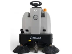 DeTec. KRYZS4 Aufsitz Kehrmaschine Kremer 48V 67AH Elektrische Hallen Kehrmaschine Selbstfahrende Kehrsaugmaschine mit 6.380 m²/h Flächenleistung
